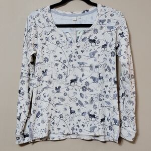 NWT Anthropologie E by Eloise Woodland Scene Thermal Top Women's Size XS